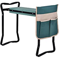Outsunny Taburete de Jardín Plegable con Bolsa para Herramientas Protección Cojín Rodillas Asiento de Jardín con…
